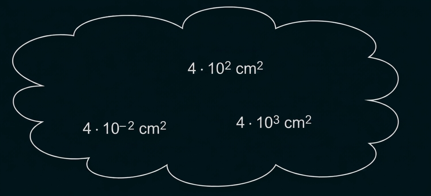 Wolke mit mathematischen Ausdrücken in cm².
